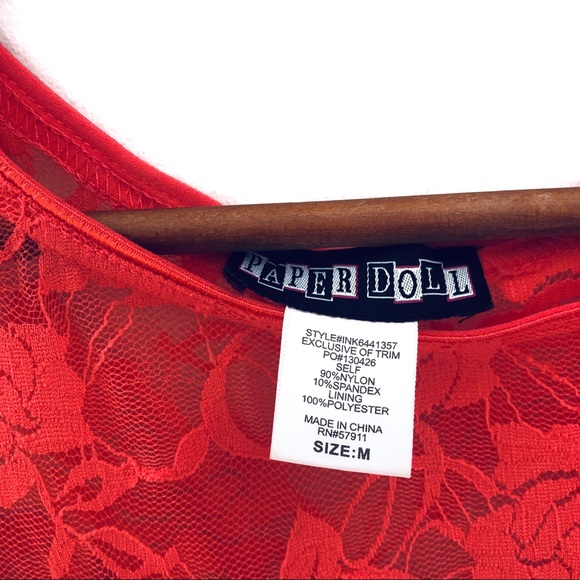 Paper Doll Dress- Floral Lace Coral Size M - Picture 6 of 8